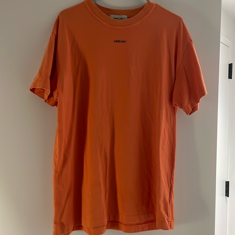 Ambush T shirt with reflective Logo; Color: Orange; Size: 4